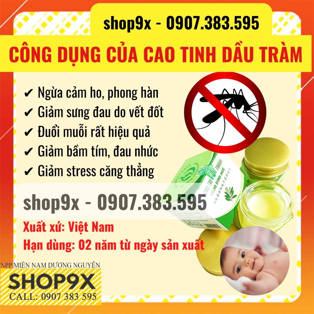 Đuổi Muỗi Cao Tràm Huế - Giảm Sưng Vết Muỗi Đốt - Tinh Dầu Tràm Cung Đình Huế 20gr  An Toàn Cho Bé 6 Tháng