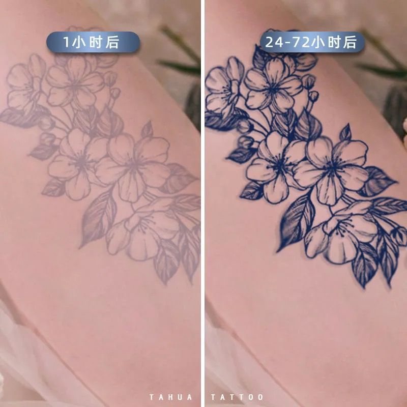 Hình Xăm Dán Cánh Tay / Ngực / Lưng Họa Tiết Hoa Không Phản Quang Chống Thấm Nước Lâu Trôi Cho Nam Và Nữ