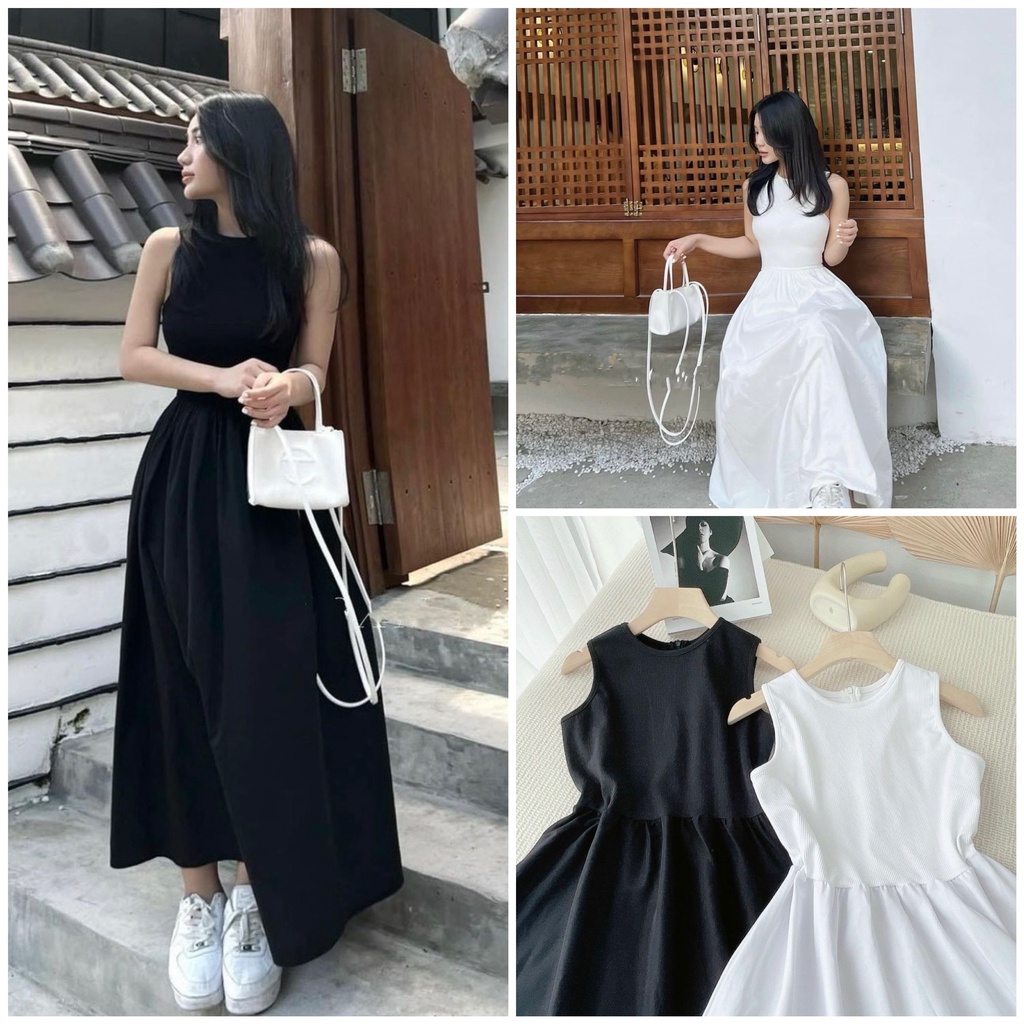 Váy Nữ 3 Lỗ Chất Bozip Dáng Xòe, Dầm Nữ Ulzzang Hàn Quốc