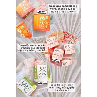 Xà phòng/xà bông/soap THẢO DƯỢC (trà xanh, quả hồng và đậu nành) lành tính Nhật Bản