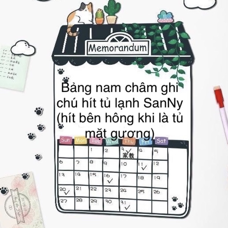 Bảng ghi chú nam châm hít tủ lạnh nhiều mẫu