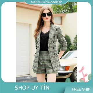 HÀNG NHẬP -SET BỘ VEST CARO CAO CẤP