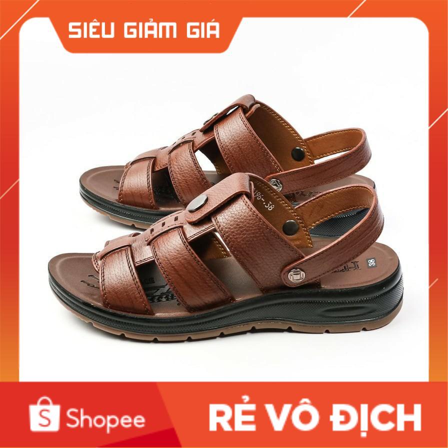 Dép Da Nam DA BÒ NGUYÊN TẤM-Sandal Nam Đế Cao-Tăng Cao 3.5cm-Dép Da Nam 2021 Thoáng Mát-Chất Lượng