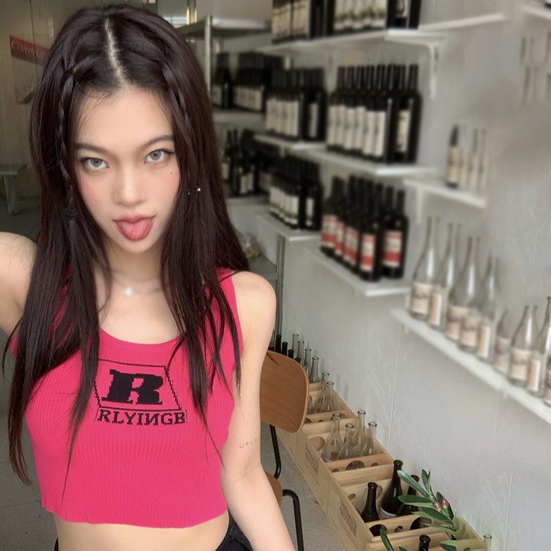 Áo Croptop Sát Nách Cổ Tròn Dáng Ôm In Chữ Thời Trang Mùa Hè Cho Nữ