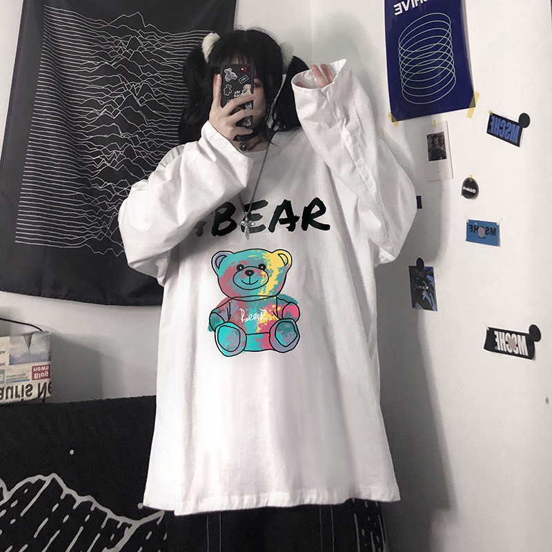 Áo thun tay dài form rộng Abear NEKO.SG, Áo thun Streetwear ulzzang SWT23