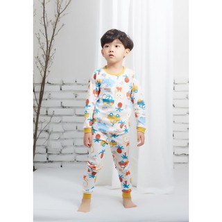 Bộ pijama dài tay bé trai Hawaian 100% cotton - Olomimi Hàn Quốc