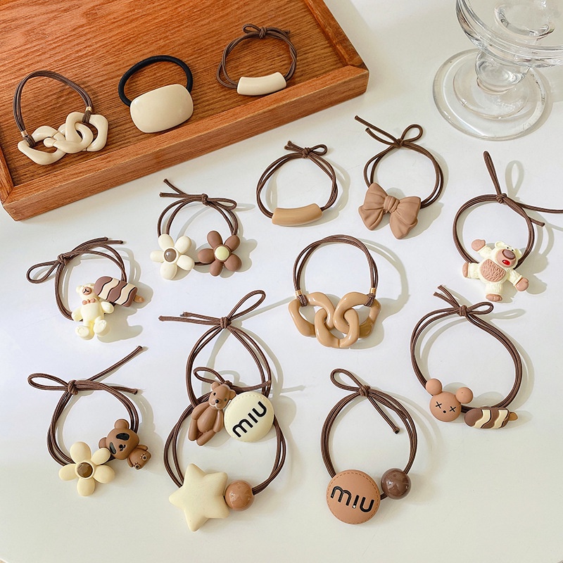 [SÉT 10 #DÂY] Dây buộc cột tóc co giãn họa tiết đính thỏ/sọc stick/hoa phong cách Hàn Quốc thời trang mùa hè cho nữ GC02