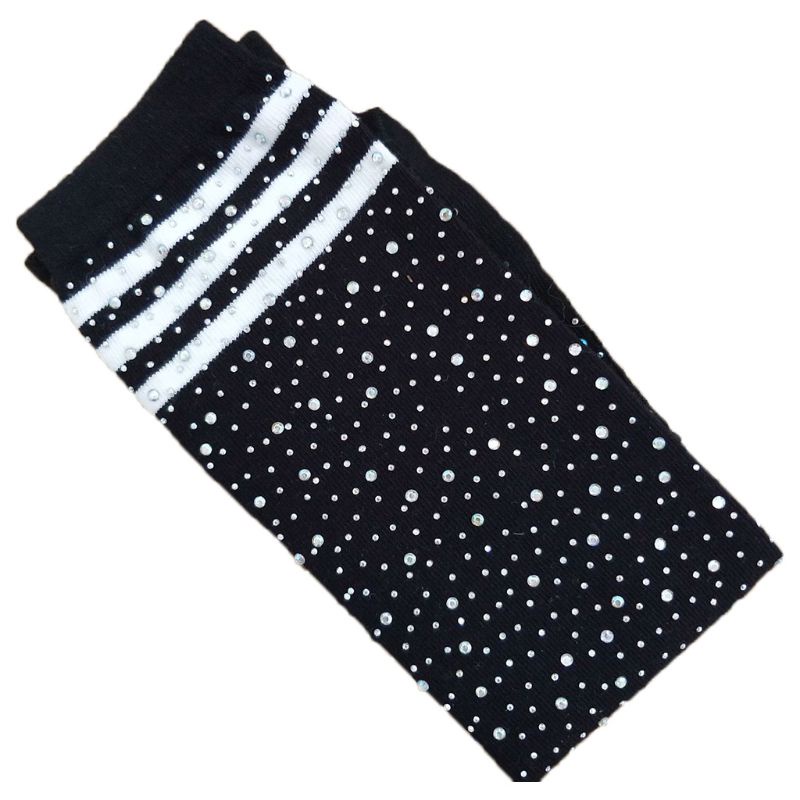 Vớ Cotton Cao Đến Đầu Gối Đính Đá Phong Cách Thể Thao Dành Cho Bé Gái