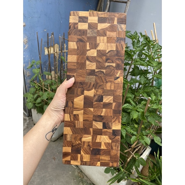 Thớt gỗ Teak đầu cây chữ nhật dài DC11