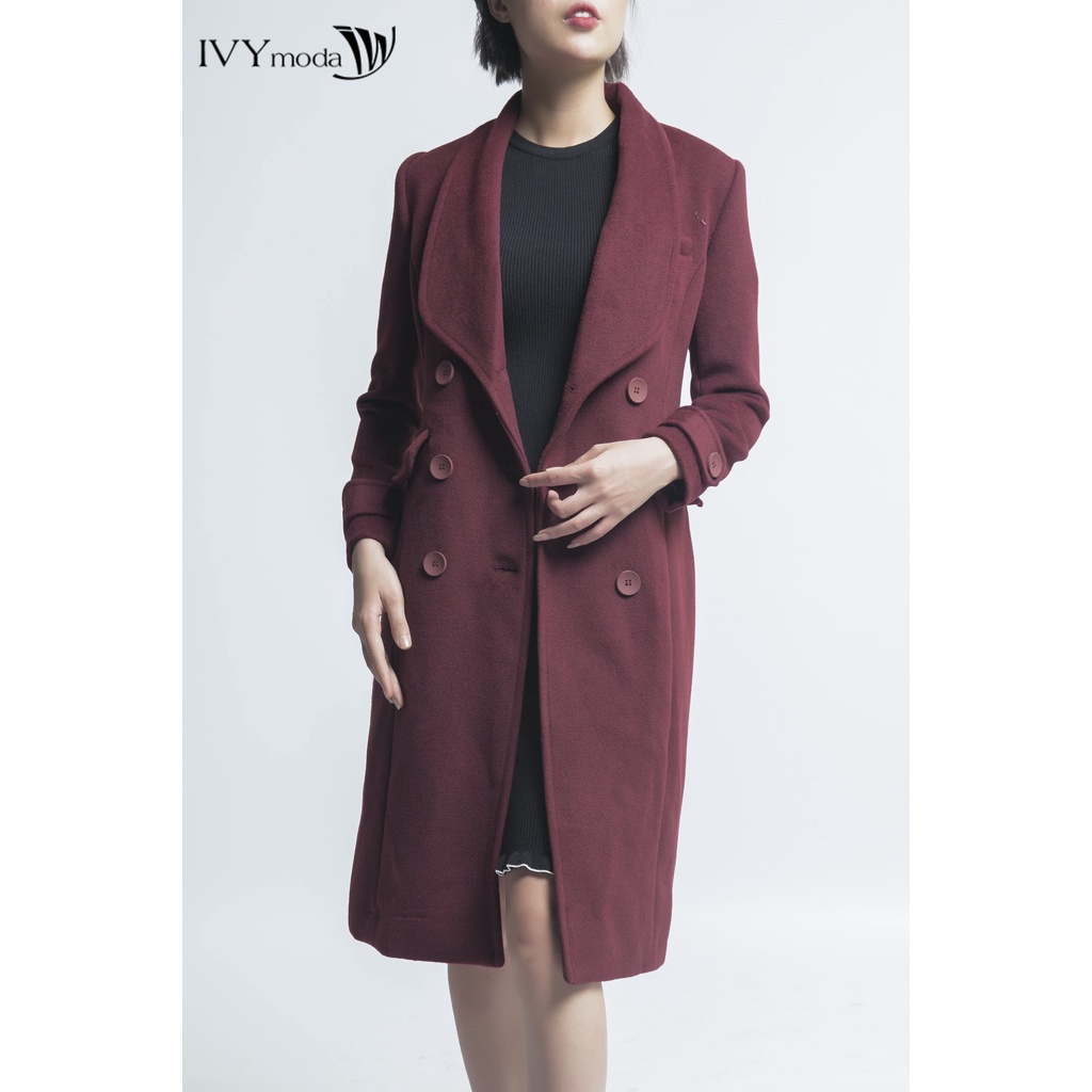 [NHẬP WABRTL5 GIẢM 10% TỐI ĐA 50K ĐH 250K ]Áo khoác dạ nữ vạt chéo IVY moda MS 71M4136