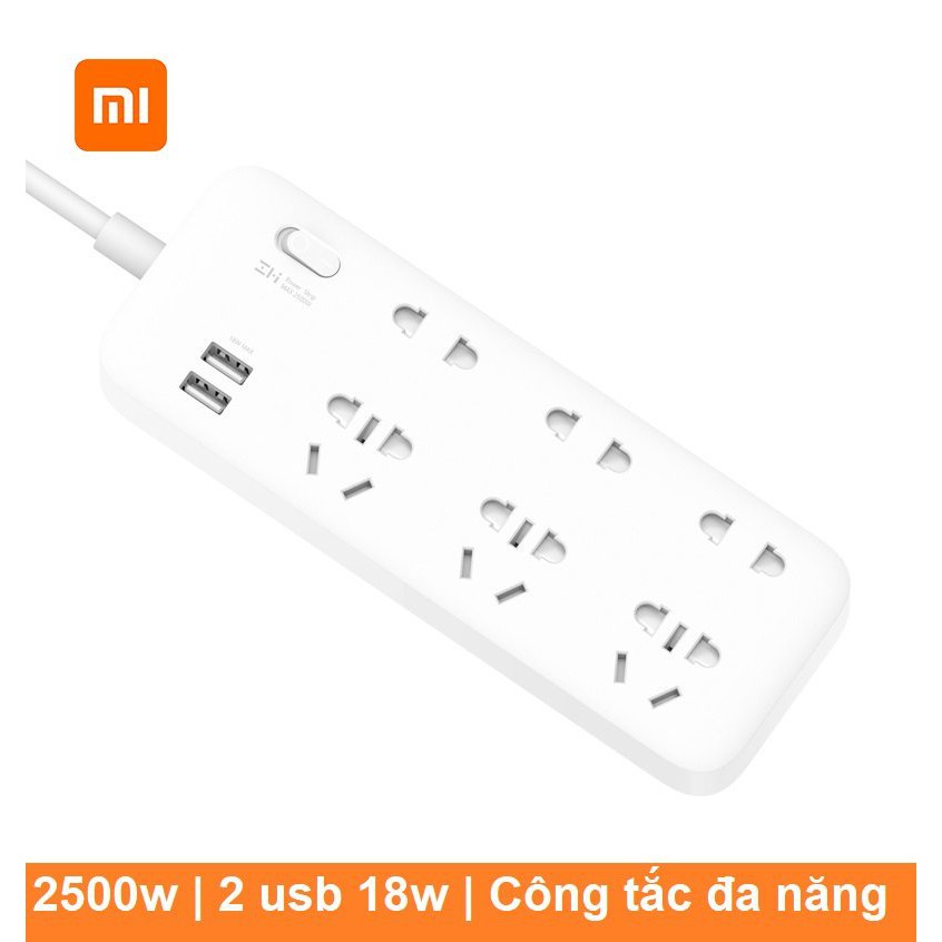 (⭐) Ổ cắm Xiaomi Zmi Power Strip 6 cổng 2 usb CX05 | BH 1 Tháng 💛 💛 💛 [ 💯 HÀNG CHÍNH HÃNG]