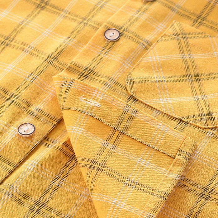 Áo Sơ Mi Tay Ngắn Họa Tiết Sọc Caro Thiết Kế Mới Thời Trang Mùa Hè Theo Phong Cách Hàn Quốc Dành Cho Bé Trai