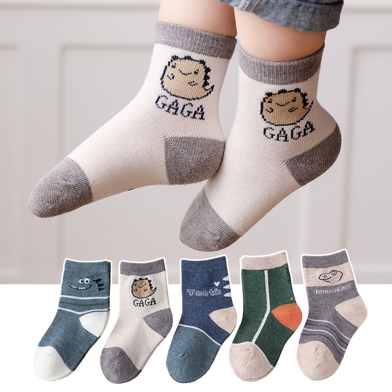 Set 5 Đôi Tất Trẻ Em Độ Dày Vừa Phải, Tất Bé Trai Bé Gái Không Xù Size 2 Tuổi Đến 12 Tuổi