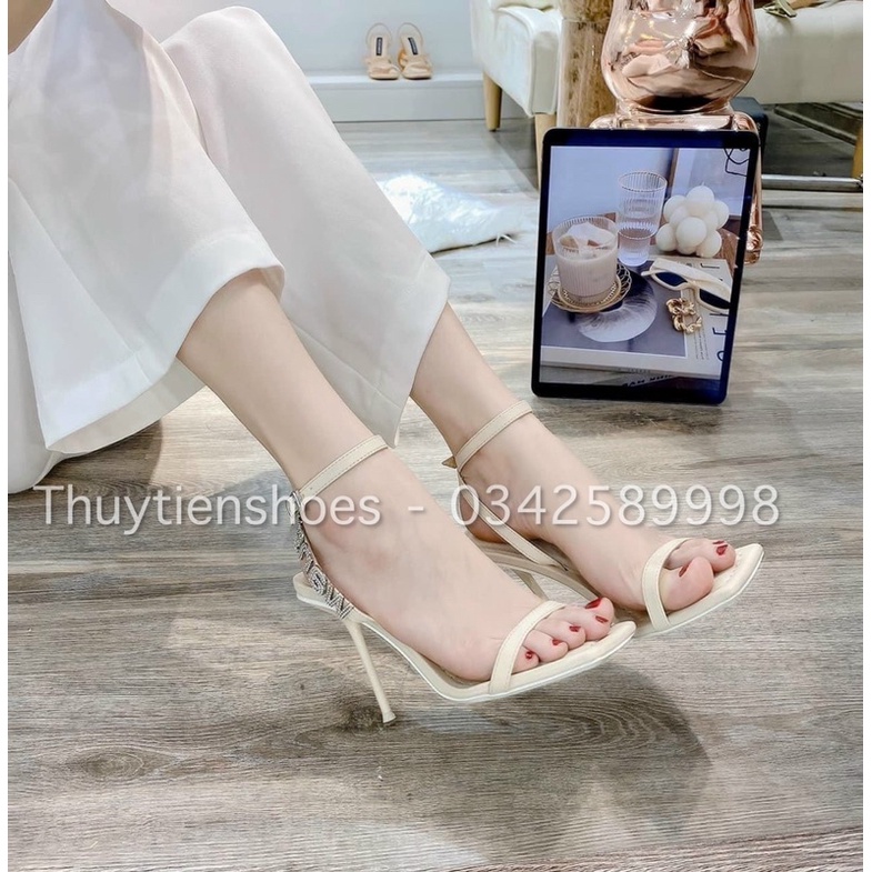 Cao gót wang màu kem 9p fullbox