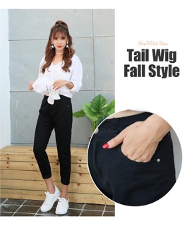 (Rách gối và Trơn) Quần baggy jean đen