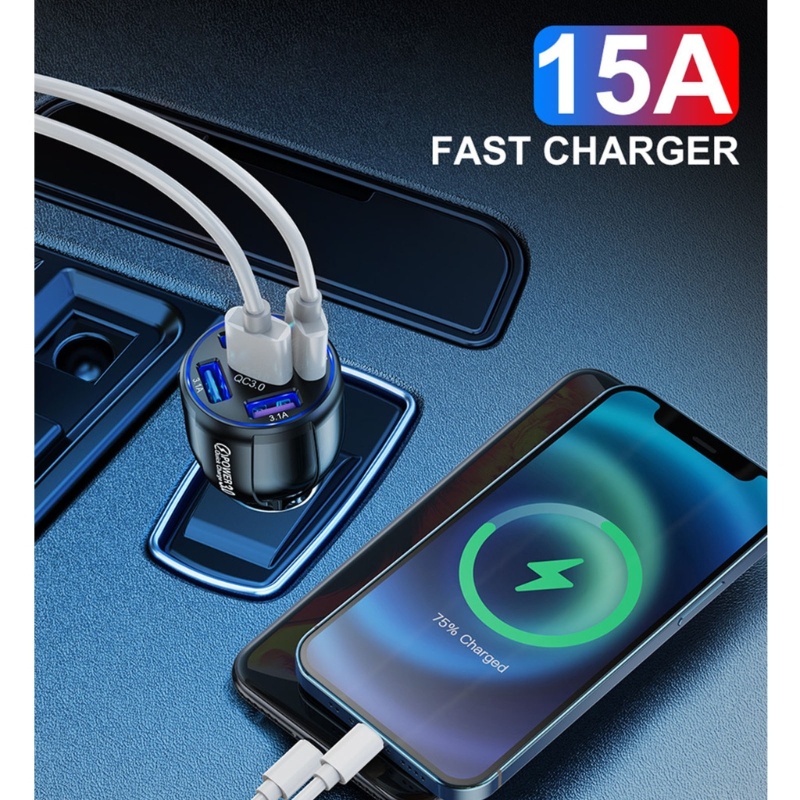 Bộ SạC Xe Hơi 5 CổNg QC3.0 USB Cho Note 20 / 10 S21 / 20 / 10