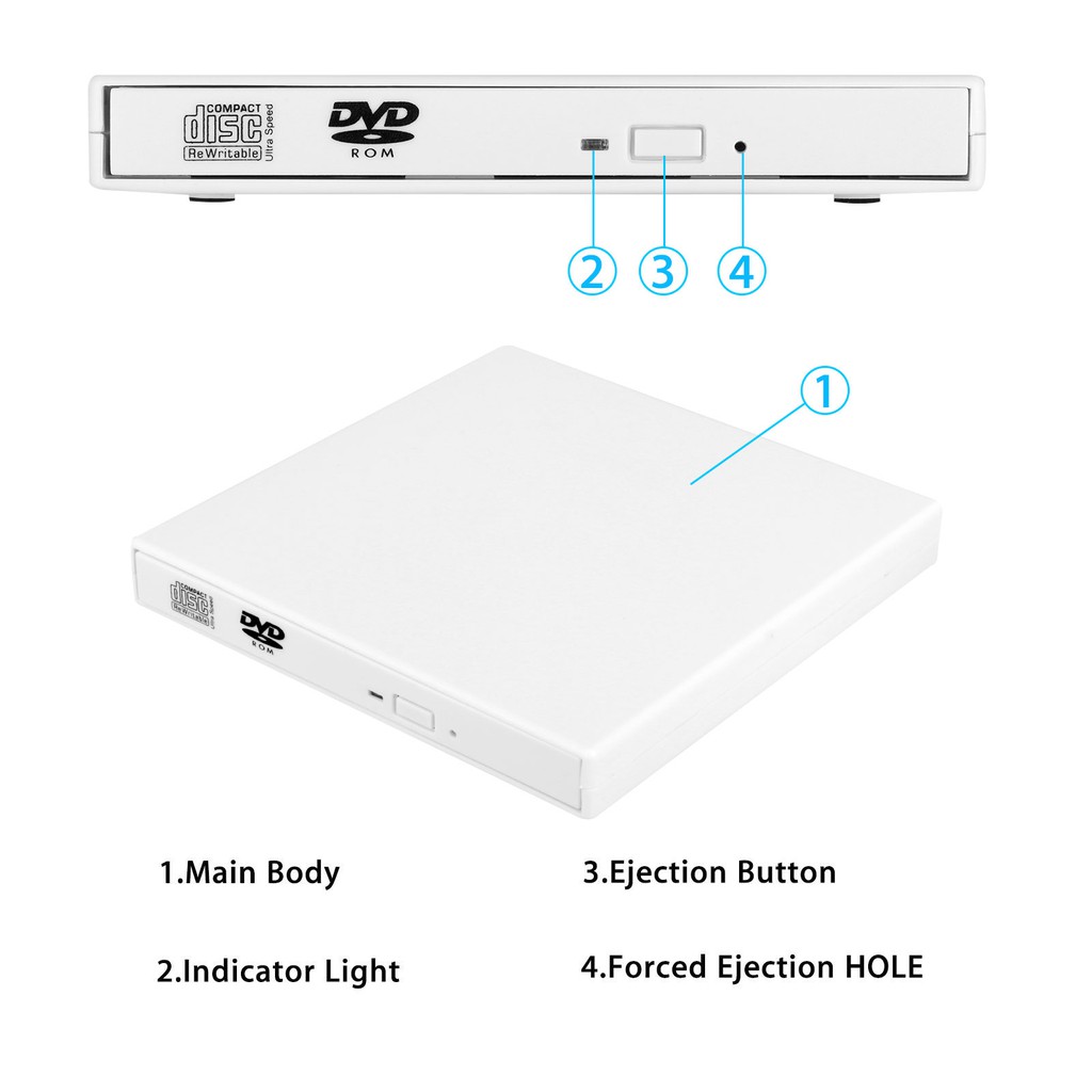 USB 2.0 External DVD Drive -RW Writer Burner Rewriter ROM Drive | BigBuy360 - bigbuy360.vn