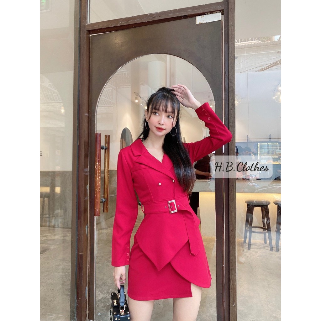Đầm vest nữ tay dài cao cấp có dây nịt eo sang trọng, đủ size HB D026 | BigBuy360 - bigbuy360.vn