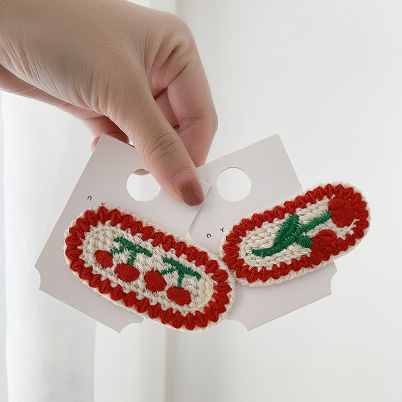 Kẹp Tóc Hình Quả Cherry Bằng Len Màu Đỏ Dễ Thương Phong Cách Hàn Quốc Mừng Năm Mới
