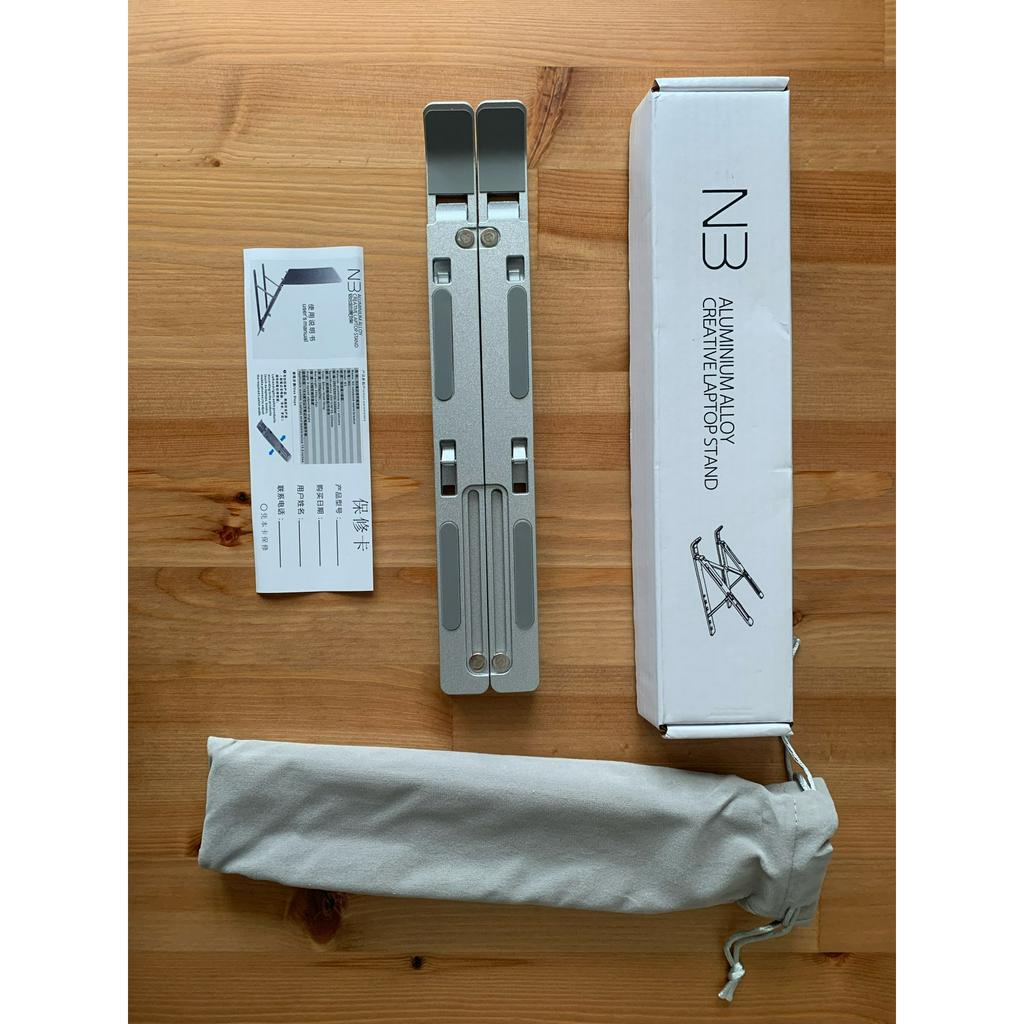 Giá Đỡ Laptop N3 Hợp Kim Nhôm Siêu Bền Tặng Kèm Túi Đựng , Dùng Cho Máy Từ 9 - 15.6inh