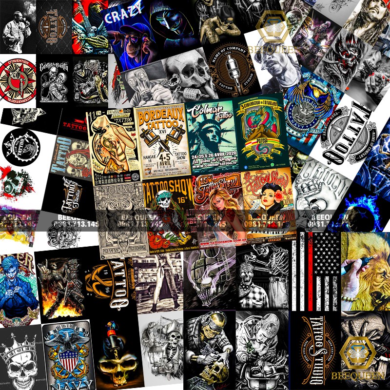 Sticker Tattoo - Sticker Tiệm xăm dán tủ, tường...[Combo 50-200]