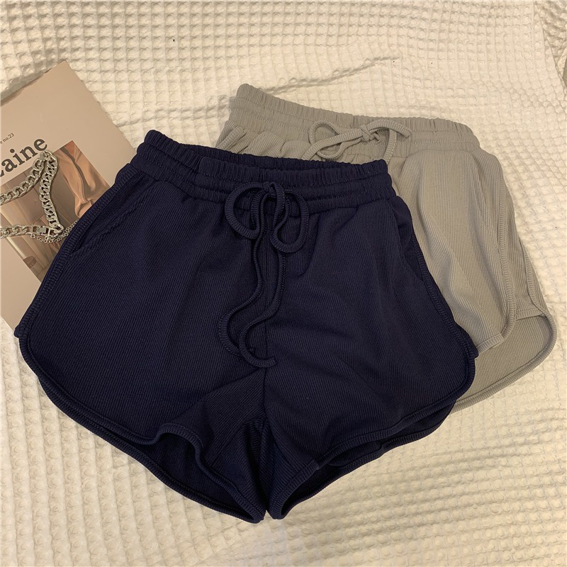 Quần short thể thao SUXI lưng cao ống rộng màu trơn dễ phối đồ thời trang mùa hè cho nữ