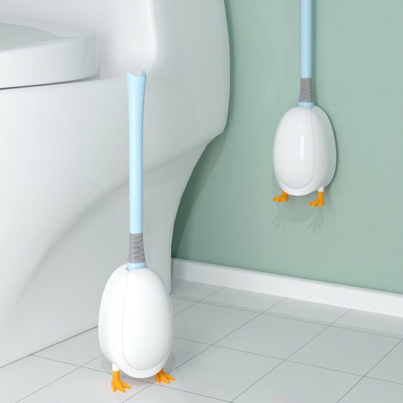 Cọ rửa bồn cầu toilet gắn tường | Bàn chải vệ sinh hình chú vịt ngộ nghĩnh,chất liệu silicon siêu mềm mại