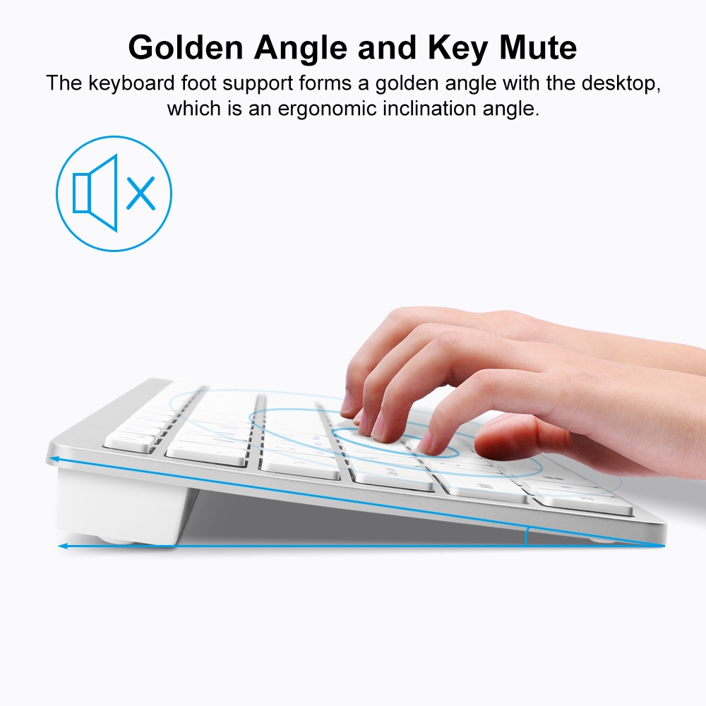 Bàn phím ko dây GOOJODOQ Bluetooth 5.0 2.4G 3 kết nối đa thiết bị thích hợp cho laptop táo