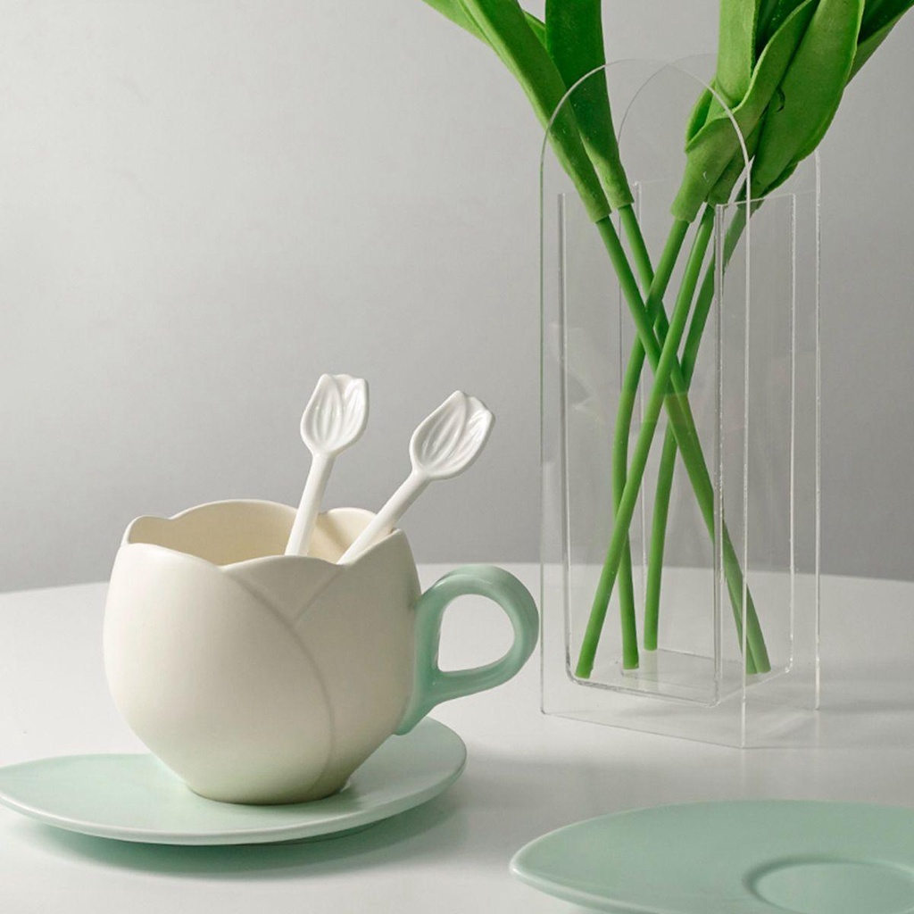 Muỗng Múc Kem Bằng Gốm Cách Nhiệt Hình Hoa Tulip