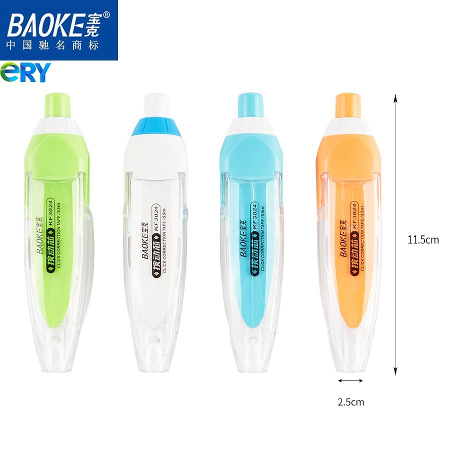 Bút xóa kéo bấm Baoke - KF3024, sản phẩm chất lượng cao và được kiểm tra kỹ trước khi giao hàng