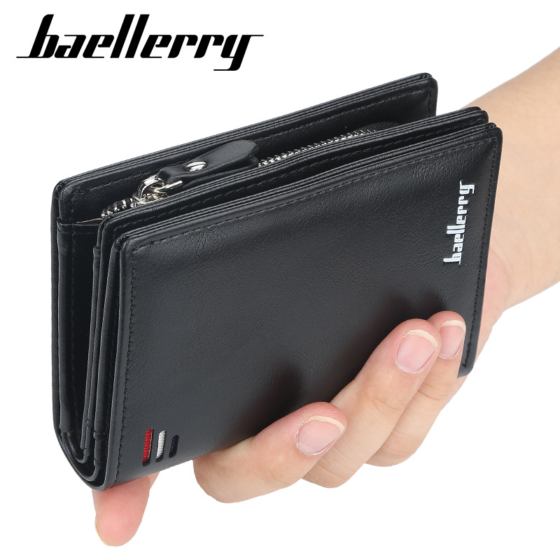 Baellerry 2021new zipper short wallet multi card fashion vertical Mini button zero wallet for men D3216