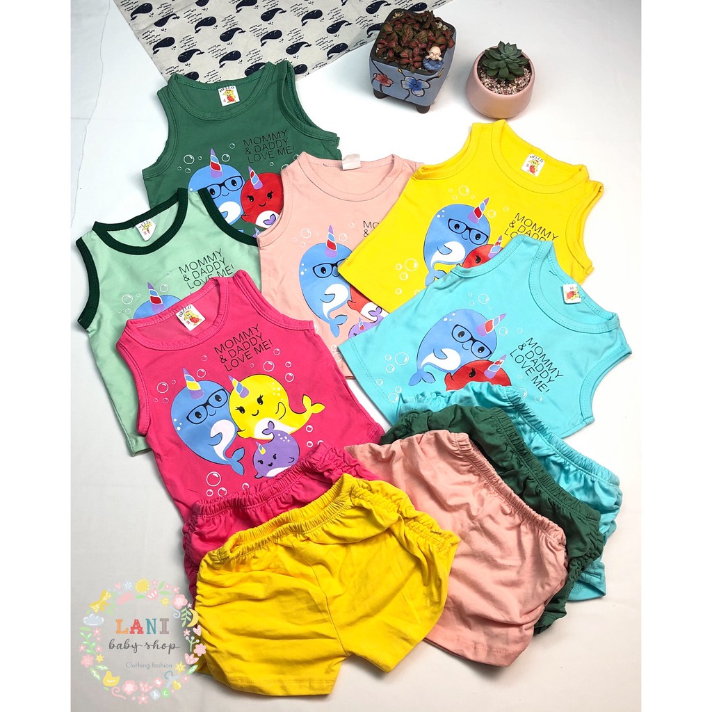 (8-33kg) Bộ ba lỗ xuân hè cực dễ thương cho bé gái