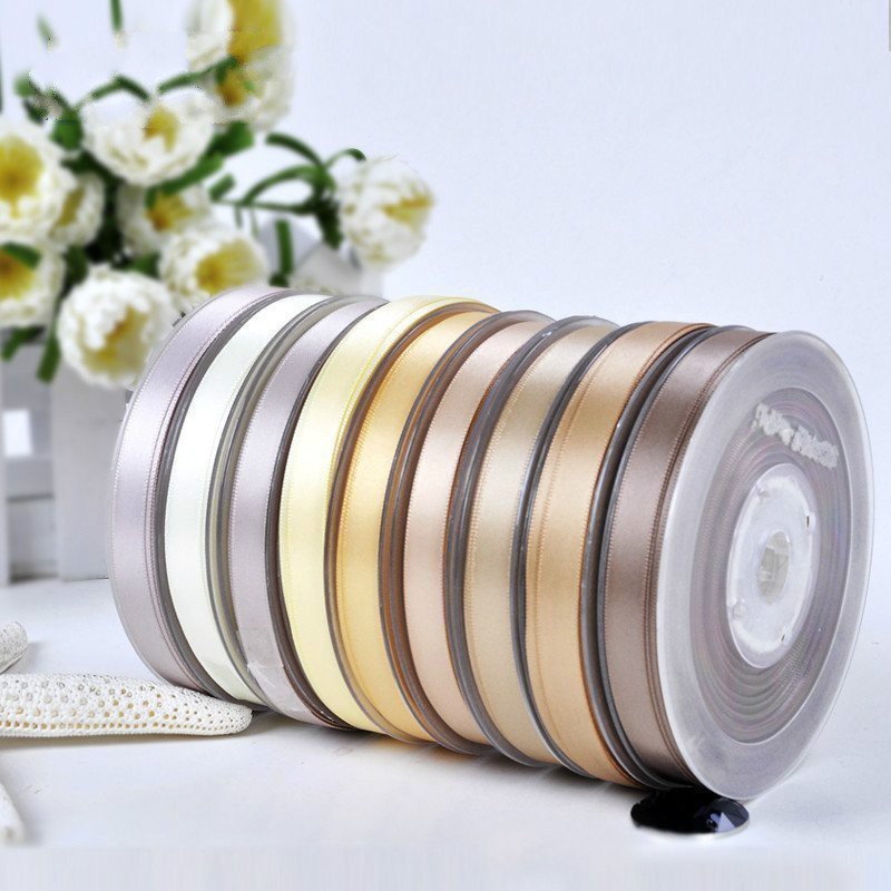 Ruy băng satin lụa bóng hai mặt tông màu kem nâu 50mm phụ kiện thời trang tóc handmade dây gói quả trang trí#810-870