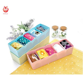 Hộp đựng 5 ngăn đựng tất, đồ văn phòng, dụng cụ trang điểm đa năng siêu xinh