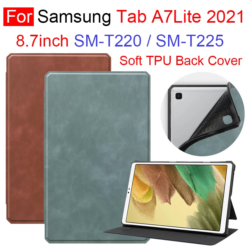 Bao Da Pu Nắp Gập Kèm Giá Đỡ Đứng Sang Trọng Cho Samsung Galaxy Tab A7 Lite 2021 8.7inch Sm T220 T225 Premium Ốp