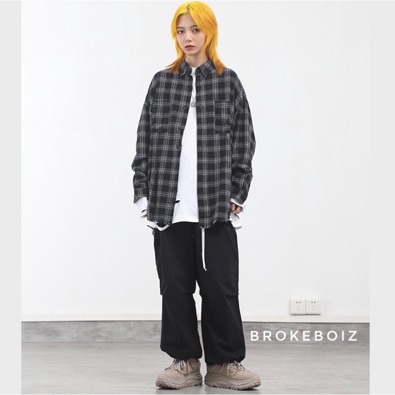 FOG Áo sơ mi nam form rộng flannel rách tà Premium quality phong cách Unisex thời trang | BigBuy360 - bigbuy360.vn