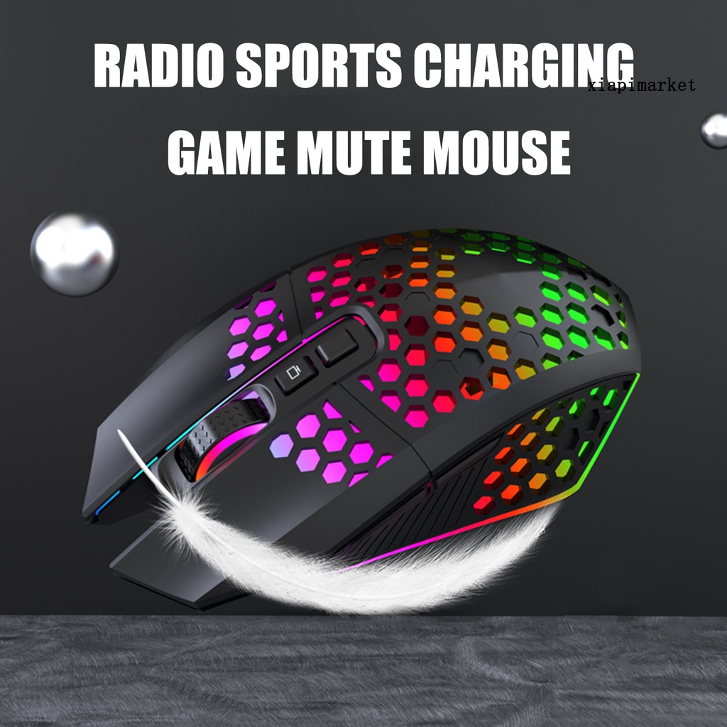 LOP_X801 PC Computer Honeycomb Hollow Wireless Charging Gaming Mute Mouse with RGB