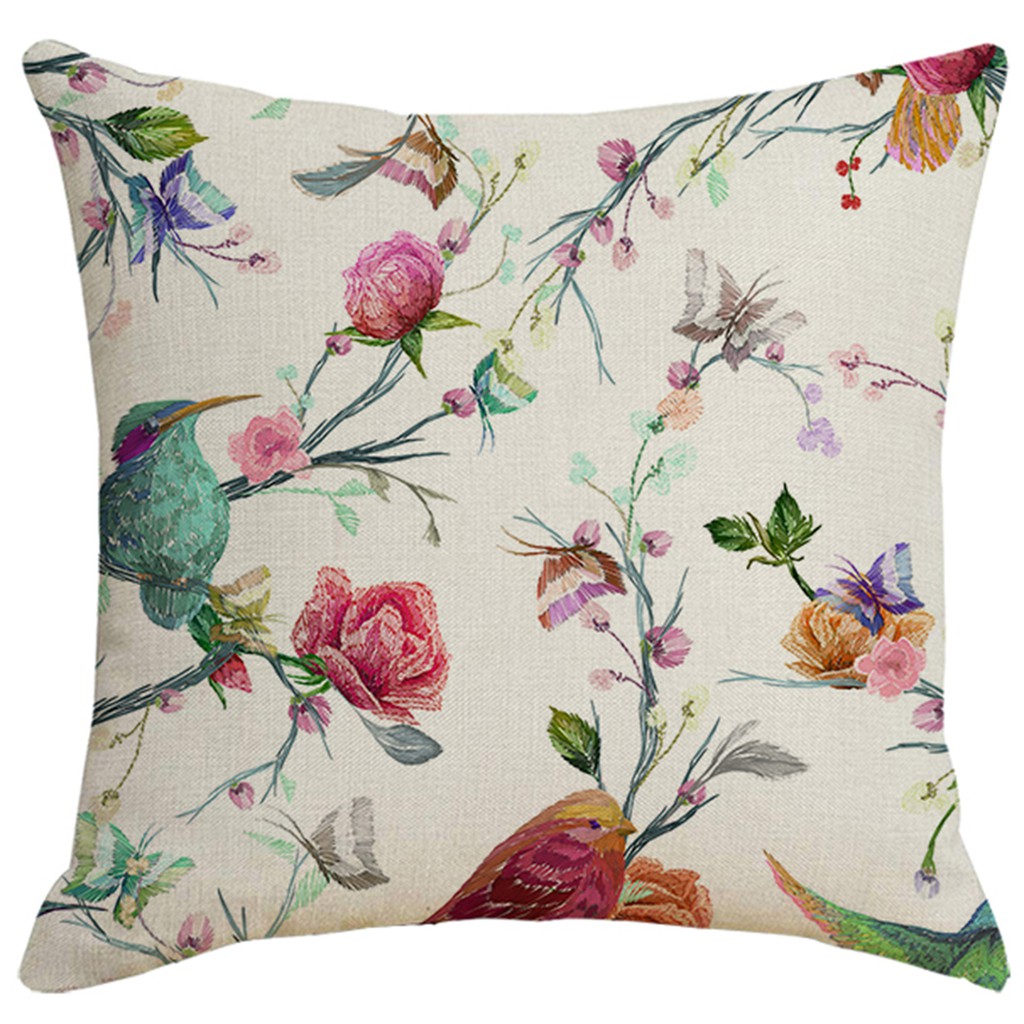 Cotton linen Bird Flowers pillowcase40x40,45x45.50x50.60x60.sofa cushion cover.Home decor pillow cover.