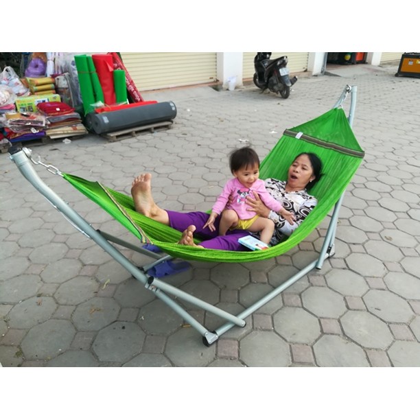 Võng Xếp Sơn Tĩnh Điện Chống Han Rỉ Size Người Lớn+ Tặng Lưới To 1.4kg | Bảo Hành 1 Năm