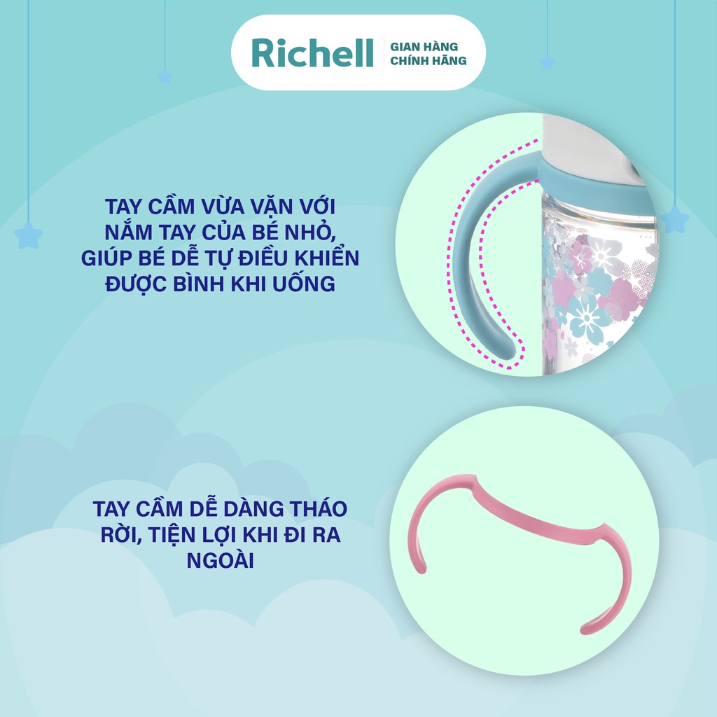 Bình ống hút RICHELL AQ phiên bản giới hạn 320ml chống sặc | Baby