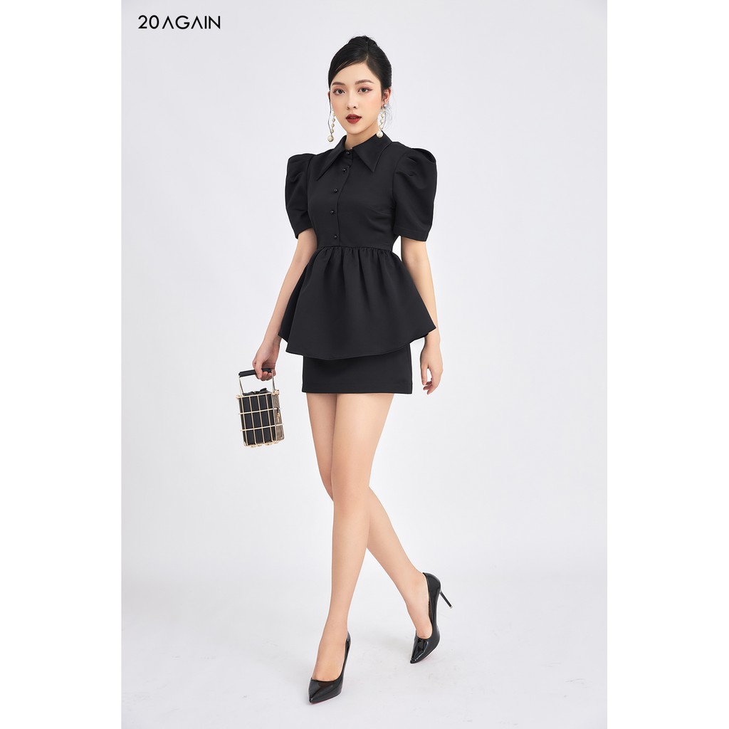 Áo sơ mi nữ cổ đức vai bồng 20AGAIN, thiết kế dáng peplum thanh lịch, chiết eo tôn dáng ASA1065 | BigBuy360 - bigbuy360.vn