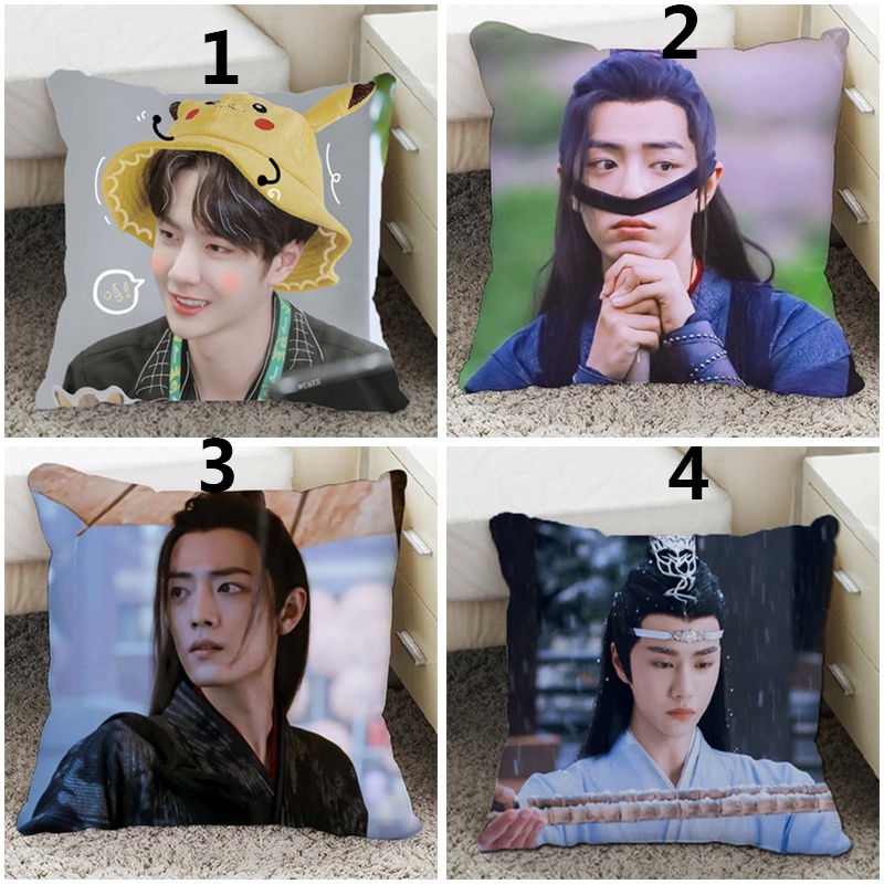 Vỏ bọc gối đơn bằng polyester in hình diễn viên Wang Yibo/ Xiao Zhan 45x45cm | BigBuy360 - bigbuy360.vn