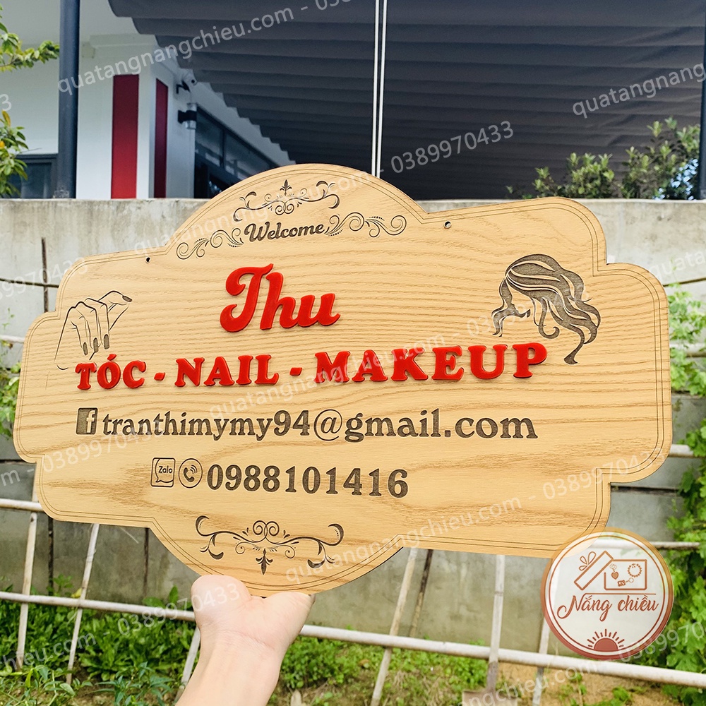 Biển gỗ trang trí SPA size 27x47cm - Khắc thông tin shop bằng laser rõ nét - Thiết kế theo yêu cầu