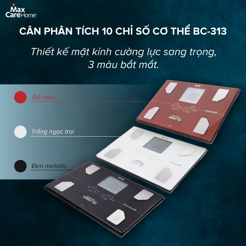 Cân phân tích 10 chỉ số cơ thể Tanita BC313 tự động nhận diện người dùng, chính hãng Nhật Bản