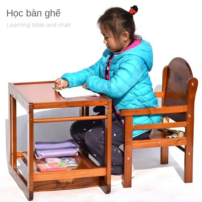 Bán hàng trực tiếp tại xưởng sản xuất Ghế ăn trẻ em đa chức năng gỗ rắn Dr. Star, bàn cho bé, đệm ngồi miễn phí <