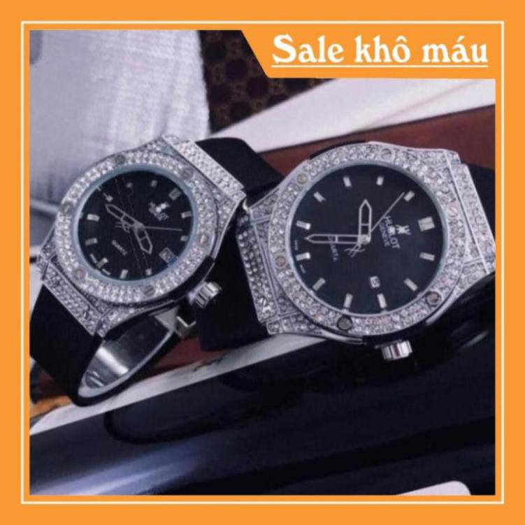 [Free Ship]  [Chất] Đồng Hồ Nam Nữ Hublot HBL2424 Dây Silicon Hương Vani Mặt tròn viền đính đá MTP-STORE | BigBuy360 - bigbuy360.vn