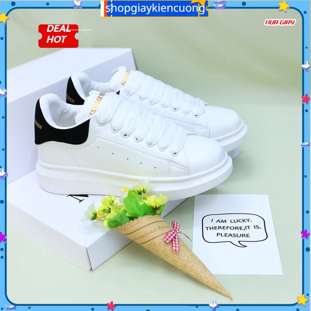 🔥shopgiaykiencuong🔥Giày thể thao mc queen gót đen full bill + box giày Mcqueen gót nhung đen nam nữ đ