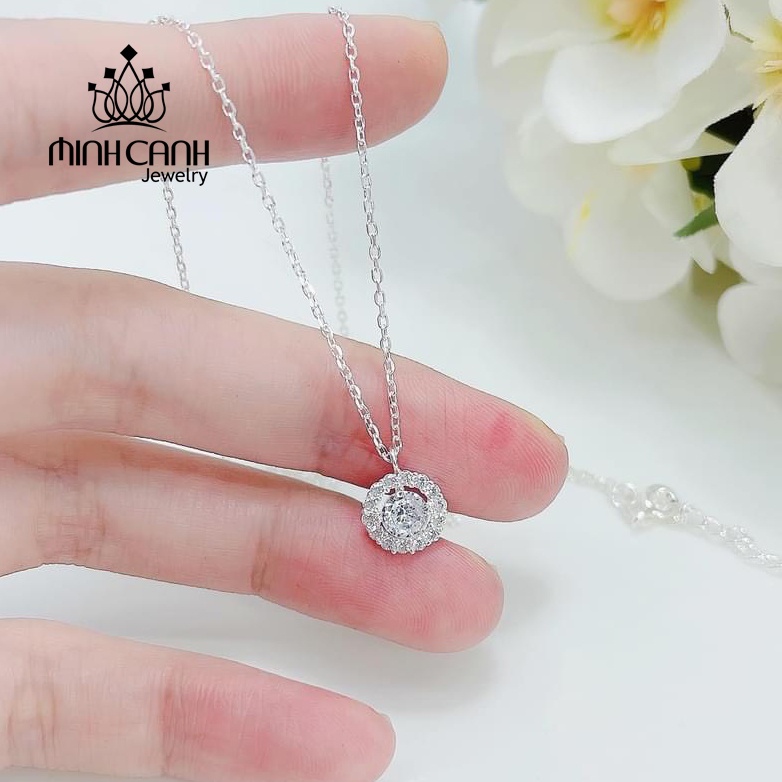 Vòng Đeo Cổ Bạc Đá Tròn Minh Canh Jewelry