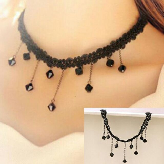 Vòng Cổ Chocker Hạt Đá Thời Trang