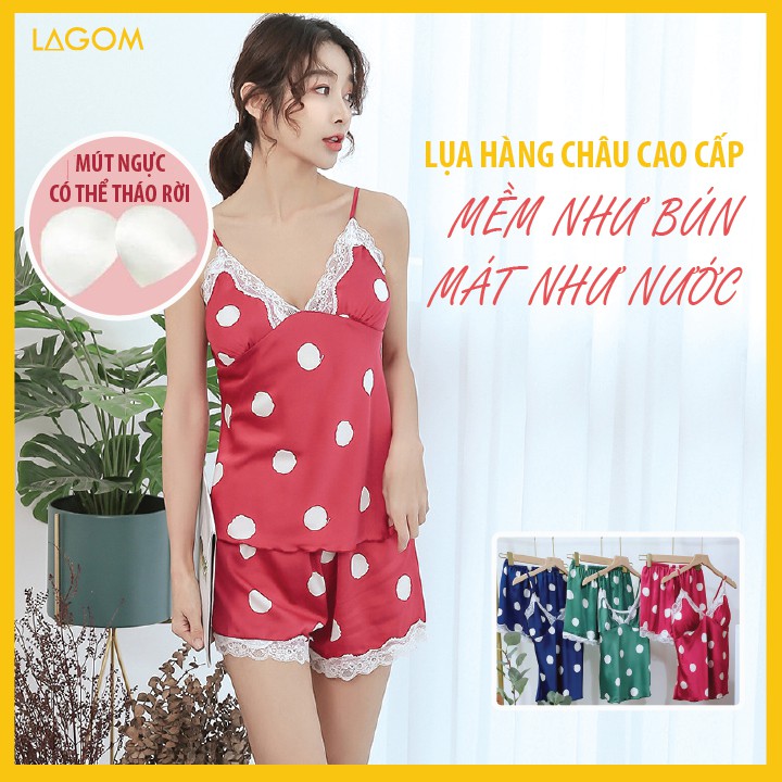 Bộ Ngủ Lụa 2 Dây Có Mút Ngực Tháo Rời (Video + Ảnh Thật)